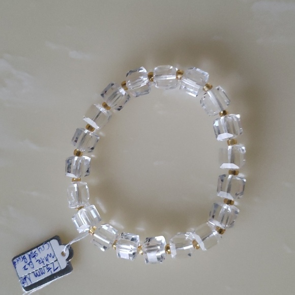 White clear crystal 7.5 mm facet bracelet - Picture 1 of 4